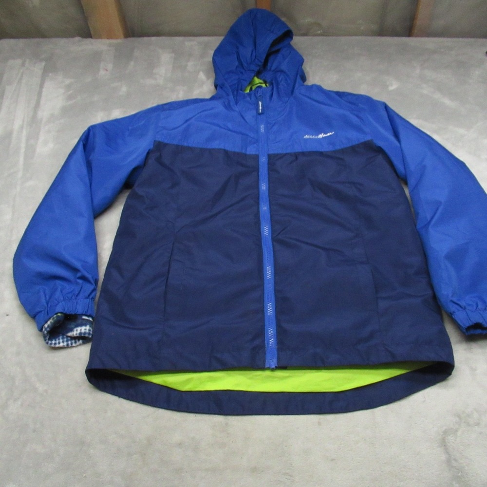 Eddie Bauer Jacket Boys Large 14-16 Blue Removable Fleece Liner Lone Peak 3in1